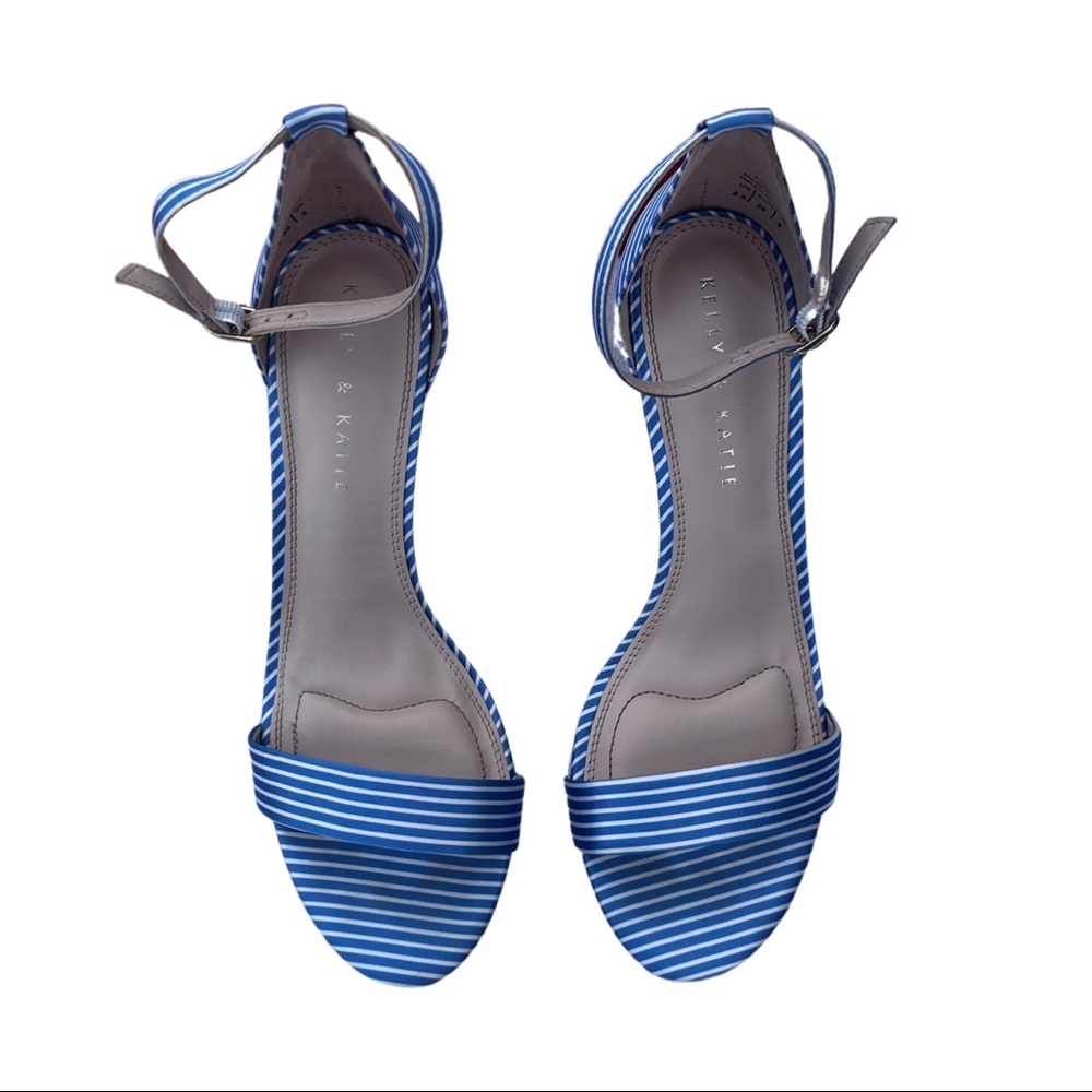 Kelly & Katie Kirstie Heels Light Blue and White Stripes Women’s Size 8.5 - Picture 2 of 4